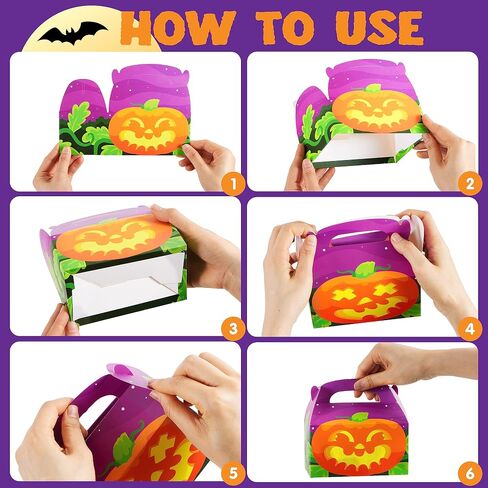 JOYIN 24 PCS Halloween Treat Boxes Candy Boxes, House Cardboard Goodie Bags, Cookies Candy Bags for Kids Children Trick or Treat, Holiday Pastries, Cupcakes, Party Favor Supplies, Decoration in Saudi Arabia