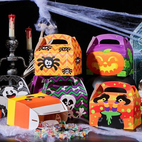 JOYIN 24 PCS Halloween Treat Boxes Candy Boxes, House Cardboard Goodie Bags, Cookies Candy Bags for Kids Children Trick or Treat, Holiday Pastries, Cupcakes, Party Favor Supplies, Decoration in Saudi Arabia