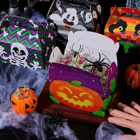 JOYIN 24 PCS Halloween Treat Boxes Candy Boxes, House Cardboard Goodie Bags, Cookies Candy Bags for Kids Children Trick or Treat, Holiday Pastries, Cupcakes, Party Favor Supplies, Decoration in Saudi Arabia
