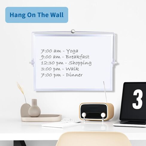 لوحة بيضاء محوّة جافة من جانبها مع حامل - 14 "× 10" مخطط شهري وأسبوعي مغناطيسي ، لوح مكتب صغير للمنزل والمكاتب والمدرسة استخدام in Kuwait