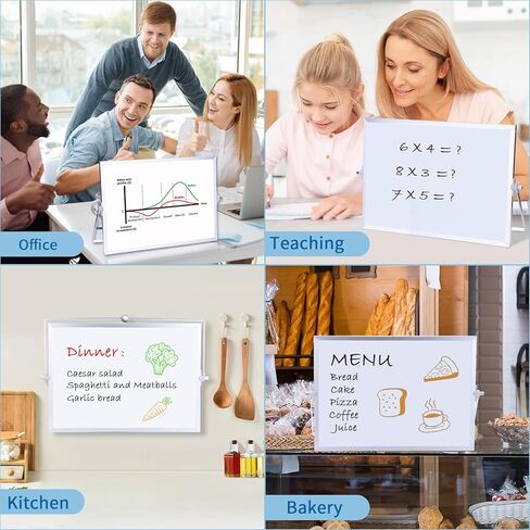 لوحة بيضاء محوّة جافة من جانبها مع حامل - 14 "× 10" مخطط شهري وأسبوعي مغناطيسي ، لوح مكتب صغير للمنزل والمكاتب والمدرسة استخدام in Kuwait