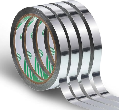 4 Rolls Silver Mirror Tape,Silver Washi Tape Metallic 1cmDecorative Tapes Self Adhesive Metalized Polyester Film Decor Tapes DIY Graphic Art Tapewall Decor TV Frame Crafts Decoration Gift Box Wrapping in Saudi Arabia