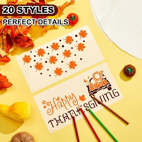 eersida 20 pcs استنسل ترحيب للحرف اليدوية 12 "نصف جولة الإستنسل للطلاء على الخشب لعلامة الخشب قوالب رسم لدقة جدار الباب ديي ديكور شرفة علامة (نمط عيد الشكر) in Saudi Arabia
