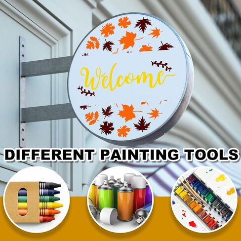 eersida 20 pcs استنسل ترحيب للحرف اليدوية 12 "نصف جولة الإستنسل للطلاء على الخشب لعلامة الخشب قوالب رسم لدقة جدار الباب ديي ديكور شرفة علامة (نمط عيد الشكر) in Saudi Arabia