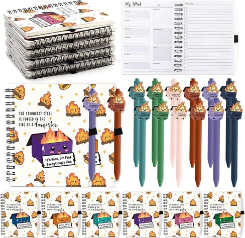 36 PCS Humpster Fire Ballpoint Pen A6 to do list notepad bulk regiration homies pen funny with planner weekly planner for houseberting journa journa (colorful) in Saudi Arabia