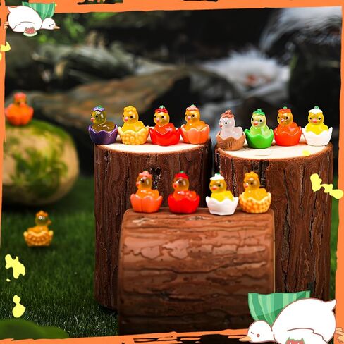 80 pcs Fall Mini Resin Ducks Autumn Mini Luminous Ducks with Eggs Miniature Animal Vompurines for DIY Cake Decoration Hrafts Moss Landscape in Saudi Arabia