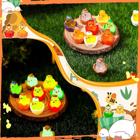 80 pcs Fall Mini Resin Ducks Autumn Mini Luminous Ducks with Eggs Miniature Animal Vompurines for DIY Cake Decoration Hrafts Moss Landscape in Saudi Arabia