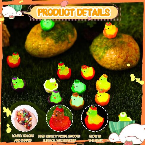 80 pcs Fall Mini Resin Ducks Autumn Mini Luminous Ducks with Eggs Miniature Animal Vompurines for DIY Cake Decoration Hrafts Moss Landscape in Saudi Arabia