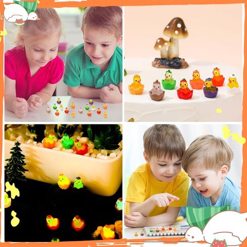 80 pcs Fall Mini Resin Ducks Autumn Mini Luminous Ducks with Eggs Miniature Animal Vompurines for DIY Cake Decoration Hrafts Moss Landscape in Saudi Arabia