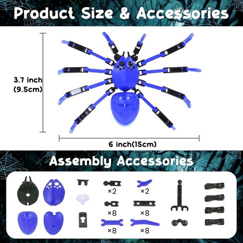 Titan Spider Toys - ألعاب العنكبوت المطبوعة ثلاثية الأبعاد للأولاد ، العناكب الواقعية متعددة المفصلات مع كوب شفط ، أدوات رائعة رائعة للأطفال (المطلوب/أزرق) in Kuwait