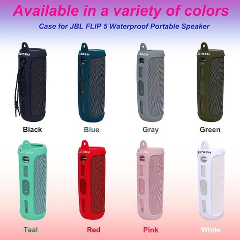 LTGEM Silicone Protective Case for JBL Flip 6 Portable Bluetooth Speaker with Extra Carabiner and Strap- Green (Case Only) in Kuwait
