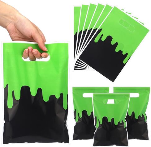 Yexiya 50 PCS Halloween Treat Bags with Bandles-Trick أو علاج أكياس الحلوى للأطفال الأخضر والبلاستيك البلاستيكي هدايا الحفلات Bag Halloween Goodie Bag Bag Bag Bag Bag Bag Bage for Zombie Ghost Party Supplies in Saudi Arabia