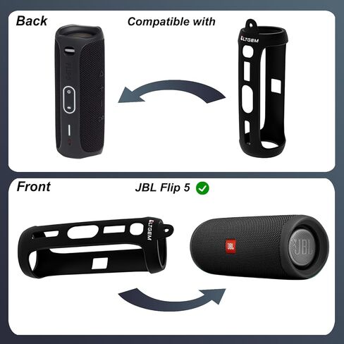 LTGEM Silicone Protective Case for JBL Flip 6 Portable Bluetooth Speaker with Extra Carabiner and Strap- Green (Case Only) in Kuwait