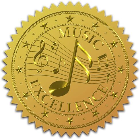 CRASPIRE 2 "Music Note ملصقات الذهب شهادة الذهب أختام تنقش مكافأة التميز 100pcs رقائق التمييز لاستقامة ملصقات الأظرف الزفاف. in Saudi Arabia