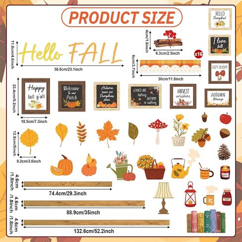 Hello Fall Bulletin Board Set Fall Bookshelf Bulletin Decortations عيد الشكر ديكور الفصول الدراسية الخريف ونقلت الملصقات أوراق القرع لقواميف اليقطين لمدرسة الخريف الحصاد منزل السبورة للطباشير in Saudi Arabia