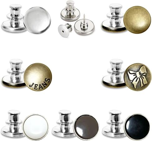 10 مجموعات أزرار جان للجنون الفضفاضة دبابيس زر قابلة للتعديل لزر الجينز القابلة لإعادة الاستخدام بانت بانت مشدود جانر جان لتشديد الخصر in Kuwait