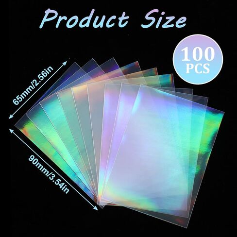 100 PCS Photocard Sleeves Laser Flashing Card Sleeves بطاقة تداول بطاقة التداول رقائق رقائق رقائق رقائق رقائق واقية من قوس قزح ، 65 × 90 ملم in Saudi Arabia