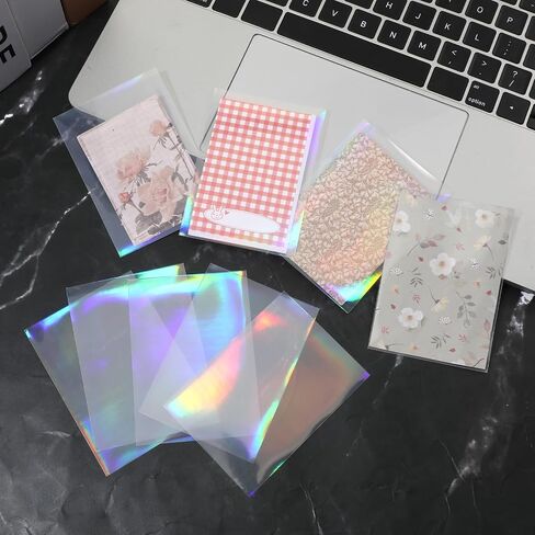 100 PCS Photocard Sleeves Laser Flashing Card Sleeves بطاقة تداول بطاقة التداول رقائق رقائق رقائق رقائق رقائق واقية من قوس قزح ، 65 × 90 ملم in Saudi Arabia