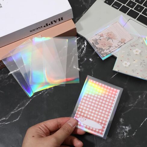 100 PCS Photocard Sleeves Laser Flashing Card Sleeves بطاقة تداول بطاقة التداول رقائق رقائق رقائق رقائق رقائق واقية من قوس قزح ، 65 × 90 ملم in Saudi Arabia