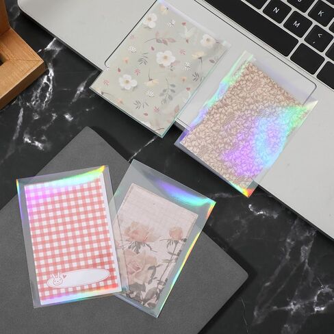 100 PCS Photocard Sleeves Laser Flashing Card Sleeves بطاقة تداول بطاقة التداول رقائق رقائق رقائق رقائق رقائق واقية من قوس قزح ، 65 × 90 ملم in Saudi Arabia