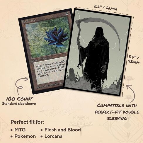 Grim Reaper 4 MTG Card Sleeves (محكم) - 104 COUNT SIZE SIZE SILEVES - متوافقة مع MAGIC The Gathering - Double Sleeving - تصميم الفن الأصلي ، الحماية المتميزة in Saudi Arabia