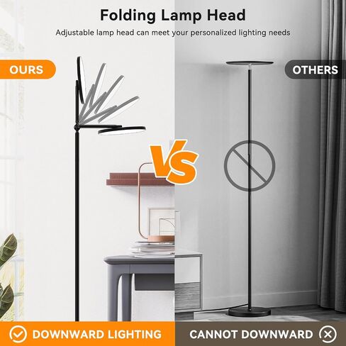 Floor Lamps for Living Room, 30W Super Bright LED Standing Lamp, Stepless Dimmable Tall Torchiere Lamp with Remote & Touch Control, Modern Floor Lamp for Bedroom & Office -Black in Saudi Arabia