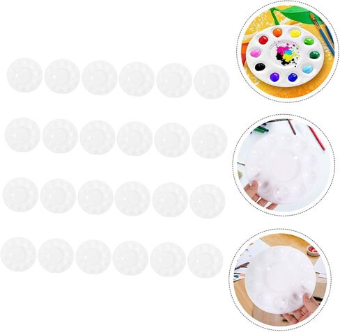 Gadpiparty 24pcs Paint Paint Tray Plate Date Art Art Palette للطلاب والفنانين للزيوت والأصبعيات المائية تصميم مريحة لسهولة الاستخدام in Saudi Arabia