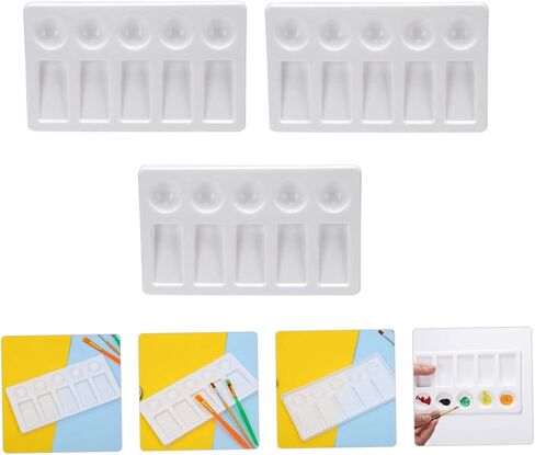 Doitool Rectangle Plastic Plusment Traying Treshing مجموعة 3 PCS ألواح خلط الطلاء المائية للفنانين لمستلزمات الطلاء in Saudi Arabia