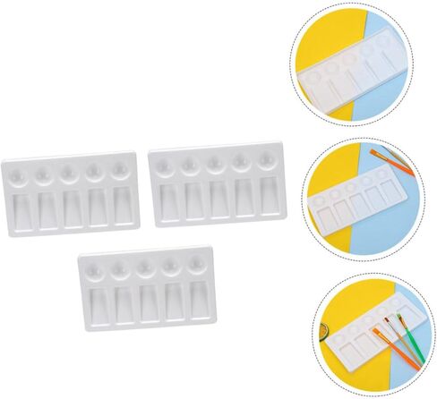 Doitool Rectangle Plastic Plusment Traying Treshing مجموعة 3 PCS ألواح خلط الطلاء المائية للفنانين لمستلزمات الطلاء in Saudi Arabia