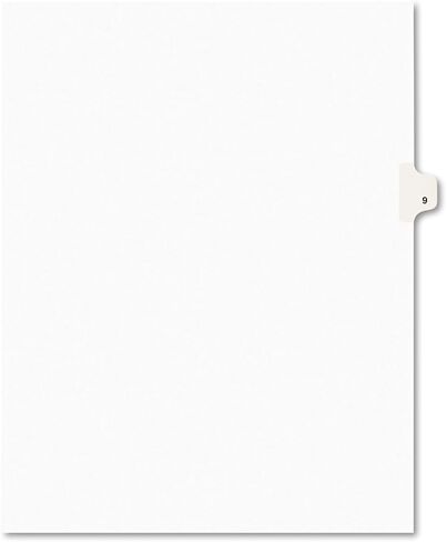 Avery Legal Exhibit Tab Dividers, Tab Title: 9, White, Letter, 25/Pack (11919) in Saudi Arabia