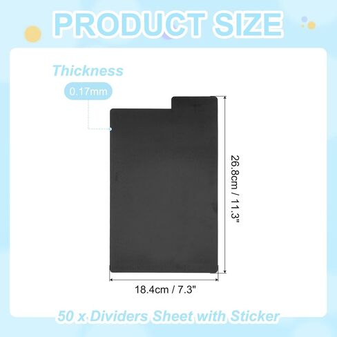 PATIKIL Book Dividers with Tab, 11.3x7.3 White Plastic Book Binder Index Card Files Dividers Separator with Sticker on for Storage Box Drawer Magazines Album Vinyl Record, 50Pcs in Saudi Arabia