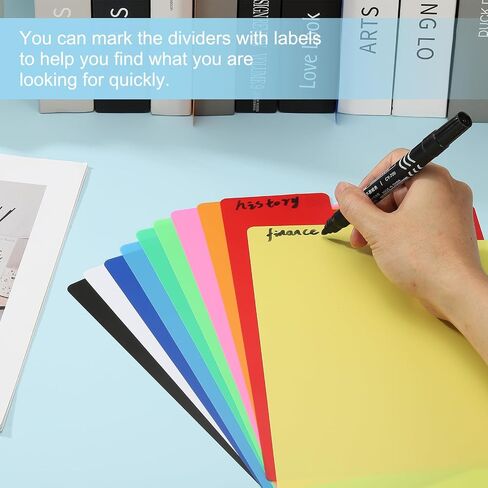 PATIKIL Book Dividers with Tab, 11.3x7.3 White Plastic Book Binder Index Card Files Dividers Separator with Sticker on for Storage Box Drawer Magazines Album Vinyl Record, 50Pcs in Saudi Arabia