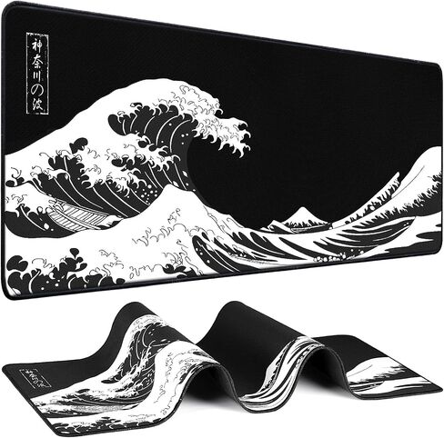 Mouse Pad Gaming - Desk Mat for Keyboard and Mouse - Kanagawa Large Mouse Pad for Desk, Japanese Sea Wave Mousepad (31.5 x 11.8inch) with Non-Slip Base, Desks Pad Mat for Gaming, Office and Home in Saudi Arabia