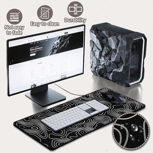 Mouse Pad Gaming - Desk Mat for Keyboard and Mouse - Kanagawa Large Mouse Pad for Desk, Japanese Sea Wave Mousepad (31.5 x 11.8inch) with Non-Slip Base, Desks Pad Mat for Gaming, Office and Home in Saudi Arabia