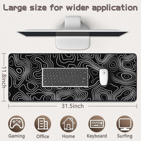 Mouse Pad Gaming - Desk Mat for Keyboard and Mouse - Kanagawa Large Mouse Pad for Desk, Japanese Sea Wave Mousepad (31.5 x 11.8inch) with Non-Slip Base, Desks Pad Mat for Gaming, Office and Home in Saudi Arabia