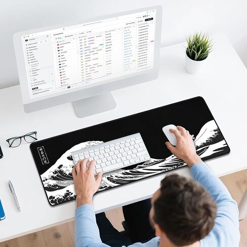 Mouse Pad Gaming - Desk Mat for Keyboard and Mouse - Kanagawa Large Mouse Pad for Desk, Japanese Sea Wave Mousepad (31.5 x 11.8inch) with Non-Slip Base, Desks Pad Mat for Gaming, Office and Home in Saudi Arabia