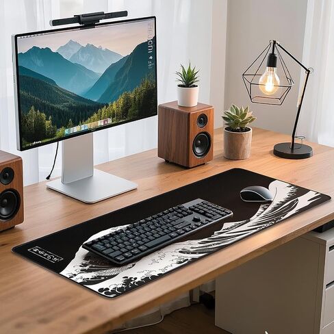 Mouse Pad Gaming - Desk Mat for Keyboard and Mouse - Kanagawa Large Mouse Pad for Desk, Japanese Sea Wave Mousepad (31.5 x 11.8inch) with Non-Slip Base, Desks Pad Mat for Gaming, Office and Home in Saudi Arabia