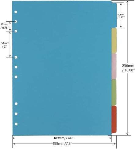 4 Pack B5 Binder INDEX Dividers 5 TABS 9 HOLE HOUSTED RENT BINDER DISPIDER PLANDER PLAIN in Saudi Arabia
