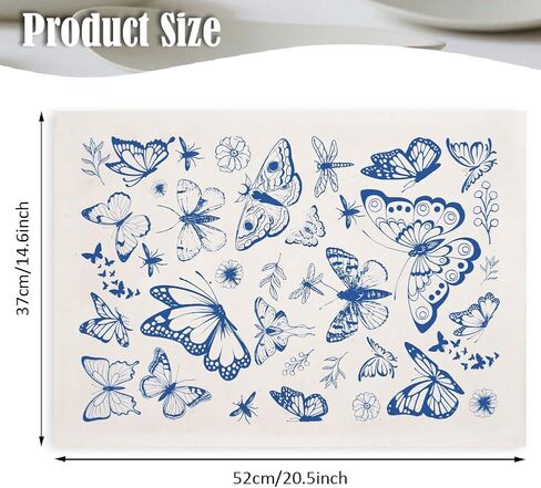 5pcs 5pcs butterfly transfres underglaze لملصقات نقل زهرة الفخار ملصقات السيراميك الشارات الزرقاء المائية نقل الورق من أجل البورسلين overglaze مينا الطين شريحة طين 20.5x14.6in in Saudi Arabia