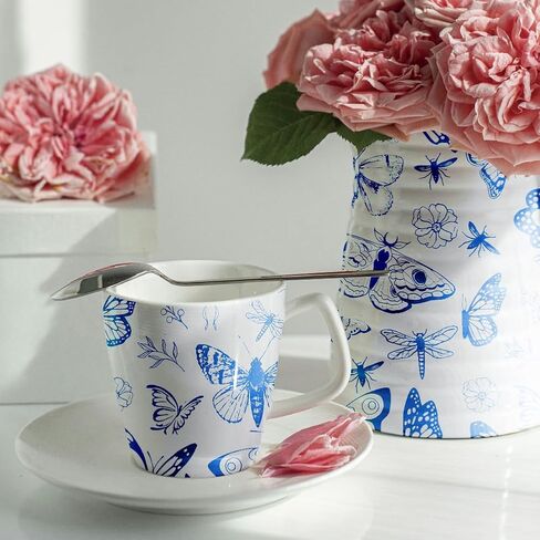 5pcs 5pcs butterfly transfres underglaze لملصقات نقل زهرة الفخار ملصقات السيراميك الشارات الزرقاء المائية نقل الورق من أجل البورسلين overglaze مينا الطين شريحة طين 20.5x14.6in in Saudi Arabia