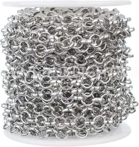 CleverDelights 1/4" Rolo Chain - 25 Feet - Platinum Silver Color - Bulk Rolo Chain in Saudi Arabia