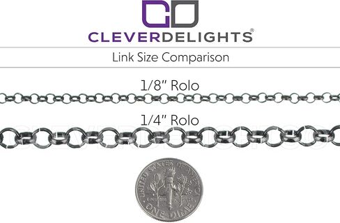 CleverDelights 1/4" Rolo Chain - 25 Feet - Platinum Silver Color - Bulk Rolo Chain in Saudi Arabia