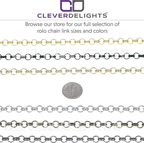 CleverDelights 1/4" Rolo Chain - 25 Feet - Platinum Silver Color - Bulk Rolo Chain in Saudi Arabia