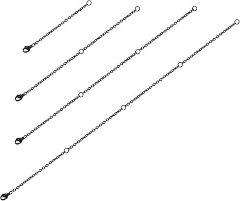 4pcs Necklace Extenders, 4 Sizes Extension Chains for Jewelry, Bracelet Anklet Necklace Chain Extender with Lobster Buckle Connector Chains Set for DIY Jewelry Crafts (Black) in Saudi Arabia