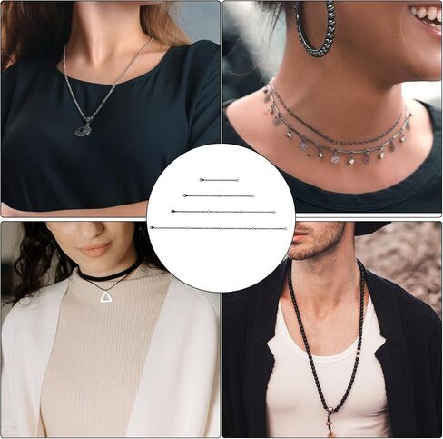 4pcs Necklace Extenders, 4 Sizes Extension Chains for Jewelry, Bracelet Anklet Necklace Chain Extender with Lobster Buckle Connector Chains Set for DIY Jewelry Crafts (Black) in Saudi Arabia