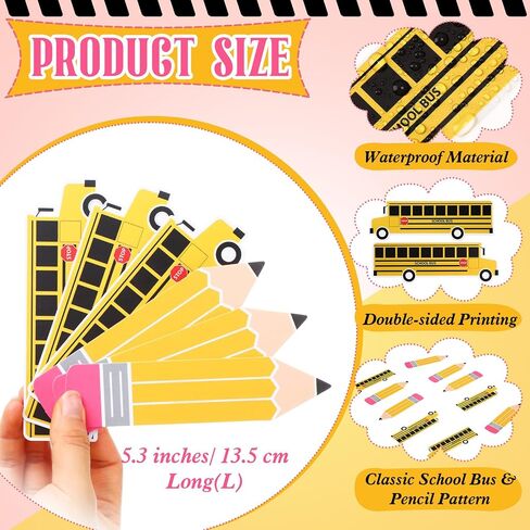 Eersida 48 Pieces Lagmarks Bulk for Kids 2 Styles Classroom Book Marks Cute Book Book Bus School Bus و Pencil Patter in Saudi Arabia