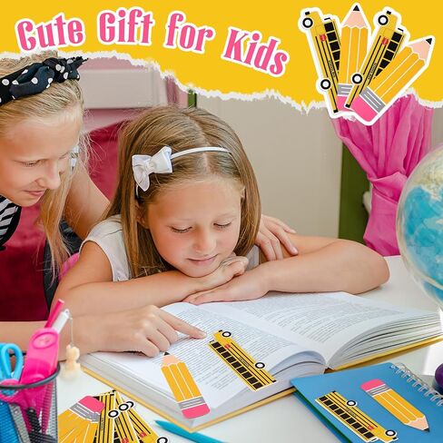 Eersida 48 Pieces Lagmarks Bulk for Kids 2 Styles Classroom Book Marks Cute Book Book Bus School Bus و Pencil Patter in Saudi Arabia