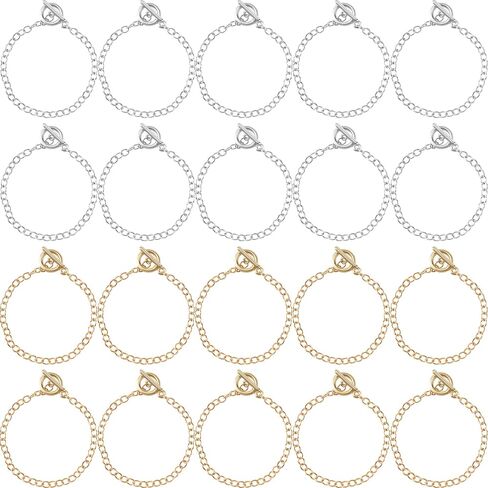 سلاسل سوار Hinzic 15 PCS لصنع المجوهرات ، مجموعة سوار سحر الذهب مع سلسلة ارتباط بوكيل OT للنساء DIY in Saudi Arabia