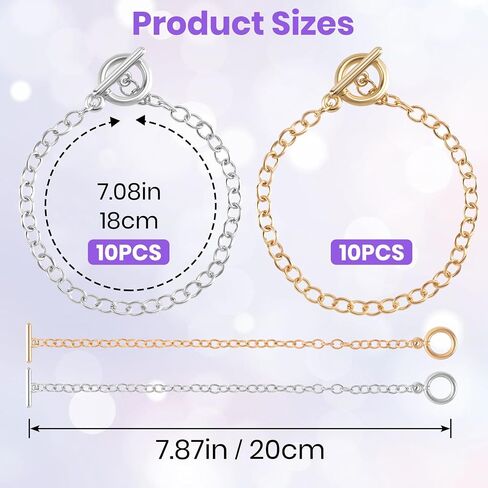 سلاسل سوار Hinzic 15 PCS لصنع المجوهرات ، مجموعة سوار سحر الذهب مع سلسلة ارتباط بوكيل OT للنساء DIY in Saudi Arabia