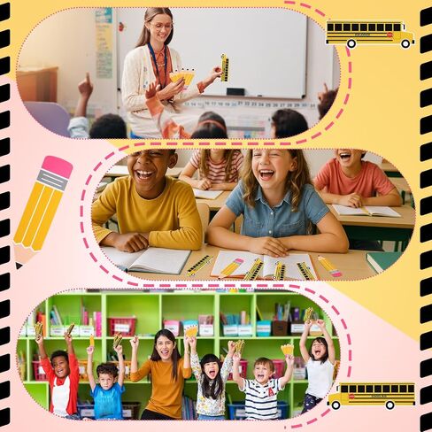 Eersida 48 Pieces Lagmarks Bulk for Kids 2 Styles Classroom Book Marks Cute Book Book Bus School Bus و Pencil Patter in Saudi Arabia